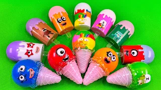 Hunting Numberblocks in Ice Cream Cone with Rainbow CLAY Coloring! Satisfying ASMR Video