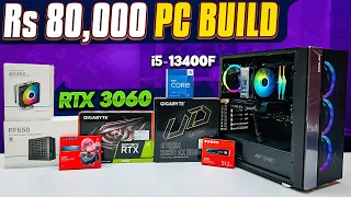 Rs 80000 Gaming PC Build 2023 🔥 | Intel i5-13400F & Gigabyte RTX 3060 12GB