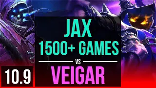 JAX vs VEIGAR (TOP) | 1.6M mastery points, 1500+ games, 2 early solo kills | EUW Master | v10.9