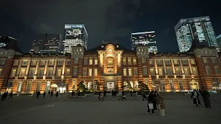 4K・ Tokyo station Christmas lights walk - Marunouchi, Hibiya, Ginza・4K HDR