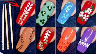 Nail Art Using Tooth Pick & Regular Polish Only | DIY No Tool Nail art Compilation | Nail Delights💅