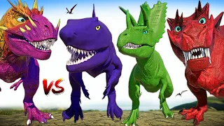 Iron Man REXY & SHARKZILLA Vs Zilladominus & Godzilla T-REX Dinosaurs Fight Jurassic World Evolution