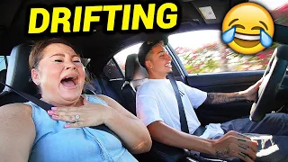 SCARING MY MOM DRIFTING IN MY BMW M3!!! (TOO FUNNY!)