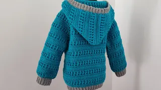 Crochet #49 How to crochet a pullover hoodie for children /Part 2