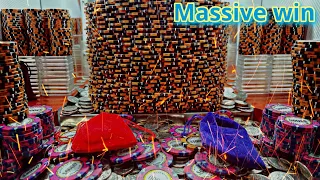Massive tower 50 quarter challenge high limit coin pusher