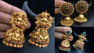 Latest Beautiful Antique & Matte Gold Jhumka designs 2019 || New Gold Earrings Collection