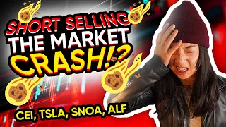 Short Selling the Market Crash $CEI $TSLA $SNOA $ALF trading recap