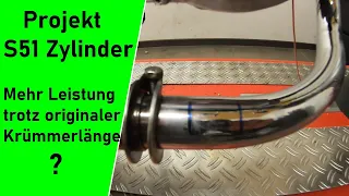 Simson S51 mehr Leistung durch Krümmer weiter in den Auspuff stecken?  Projekt S51 Zylinder