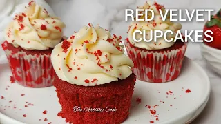 Super Moist RED VELVET CUPCAKE Recipe | CREAM CHEESE FROSTING | How to Make RED VELVET CUPCAKES