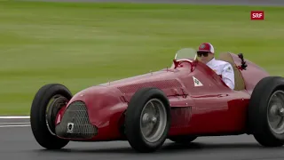 Kimi Räikkönen driving the "Alfetta" in Silverstone
