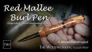 Red Mallee Burl Pen (Upgraded Junior Gentlemen Style) (Time-Lapse)