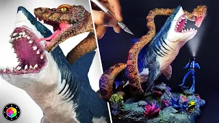 Como hacer un DIORAMA de MEGALODON vs TITANOBOA (Batalla Prehistórica) de Plastilina | PlastiVerse