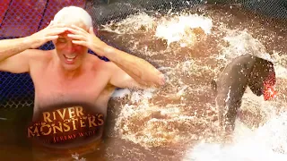 In The Water With 35 Aggressive Arapaima | ARAPAIMA | River Monsters