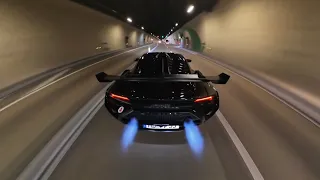 Lamborghini Huracán STO  Tunnel *BIG FLAMES* Exhaust Sound 4K UHD Supercar