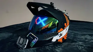 LED Helmet mod in visor DIY Simple instructions. Cyberpunk rave type helmet. KTM 500 EXC Supermoto.