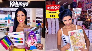 RICO VS POBRE COMPRANDO MATERIAL ESCOLAR 2023 Bruna vs Jaciara