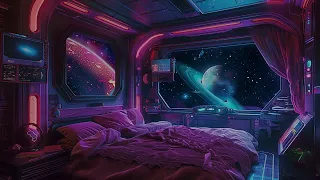 Interstellar Sleep - Tranquil Space Sounds for a Restful Night | Colorful Bedroom On Spaceship