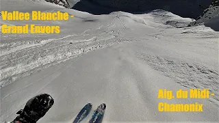 CHAMONIX - Vallee Blanche: bluebird powder day FIRST TRACKS! via the Grand Envers off piste route