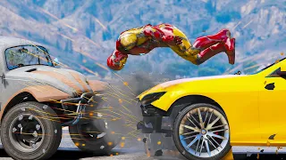 GTA 5 Ironman No Seatbelt Car Crashes - Iron-Man Gameplay #1 (Euphoria physics)