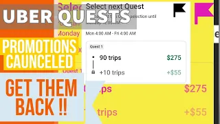 Uber Driver Quests and Promotions Caunceled, DO THIS TO GET THEM BACK