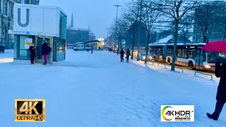 [4k HDR] Snowfall ❄️ walking . Hamburg city . Germany Winter