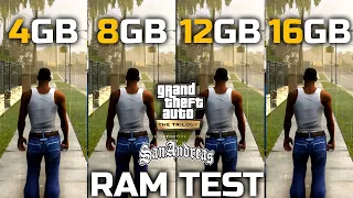 4GB vs 8GB vs 12GB vs 16GB Ram Test | GTA Trilogy Remastered | San Andreas Definitive Edition