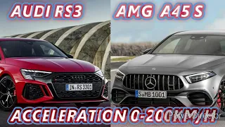 2021 NEW AUDI RS3 SPORTBACK VS MERCEDES AMG A45 S 4MATIC+ ACCELERATION 0-250KM/H NEW KING ???