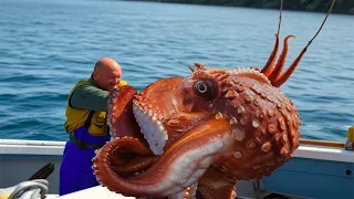 Unbelievable How Easy It Is For Fishermen To Catch Giant Octopuses Using By Trap on The Boat