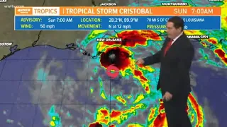 7 AM Update: Tropical Storm Cristobal begins to come ashore