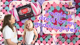 Can you make a dress out of Red Heart Granny Square yarn? 🤔 // yarn review & project // crafty vlog