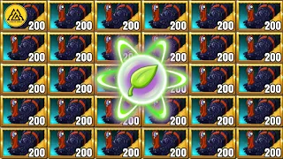 Hard Challenge !! Every Plant With 3 Power Up Vs 200 Turkey Chicken Zombies