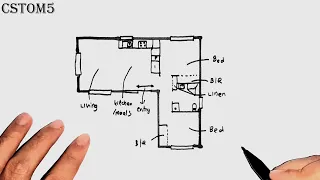 L Shaped 2 Bedroom Floor House Plan