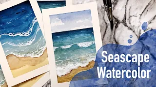 Watercolor tutorial, How to paint seascape in a few simple steps