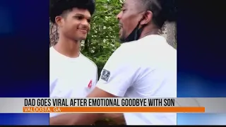 Dad goes viral after emotional goodbye with son