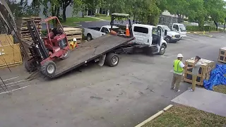 Surveillance video shows men trying to steal forklift in Deerfield Beach