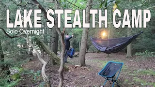 Lake Stealth Camp - Overnight Solo Hammock Camping  - Fishing