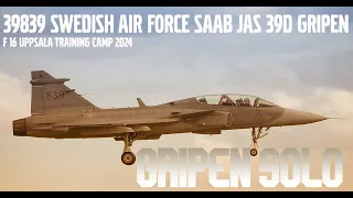 39839 Swedish Air Force Saab JAS 39D Gripen! F 16 Uppsala training camp 2024!