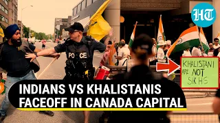 Khalistanis Disrespect Tricolour In Canada; Watch Big Faceoff Between Indians & Separatists