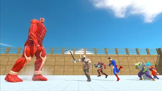 Colossal titan 1 vs 2 superhero Animal Revolt Battle Simulator