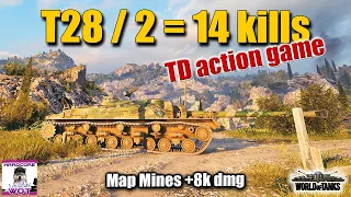 T28, 14 kills action TD game, best World of Tanks replay