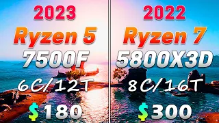 Ryzen 5 7500F @Stock vs Ryzen 7 5800X3D OC @4.7GHz | PC Gameplay Tested
