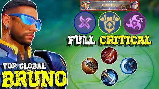 MANIAC!! BRUNO FULL CRITICAL BUILD WITH FULL DAMAGE EMBLEM IS SO OVERPOWER😱 | BRUNO BUILD AND EMBLEM