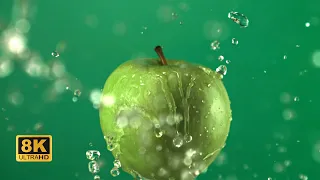 8K Video | Slow Motion Green Apple Water Splash in 8K Ultra HD | Samsung Qled 8K