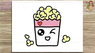 How to Draw a Cute Popcorn Box Easy for Kids || Como desenhar pipoca fácil