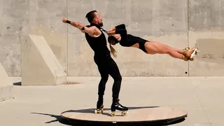 Matt and Valentina roller skating duo