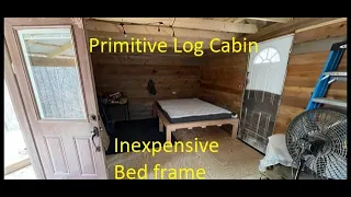 Primitive off grid log cabin Building bed frame