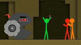 Red and Blue , Stickman Animation - Part 14 (Robot Pacman)