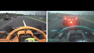 Hungarian 2021 Grand Prix Bottas and Norris Onboard Start And Crash