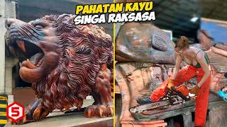 Singa Raksasa! Pahatan Kayu Terbesar dibuat Selama 3 tahun Dari Satu Pohon Besar Utuh ini hasilnya..