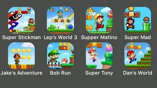 New 8 Super Mario Like Games for Android: Lep's World 3, Jake's Adventure, Super Stick Run, Bob Run